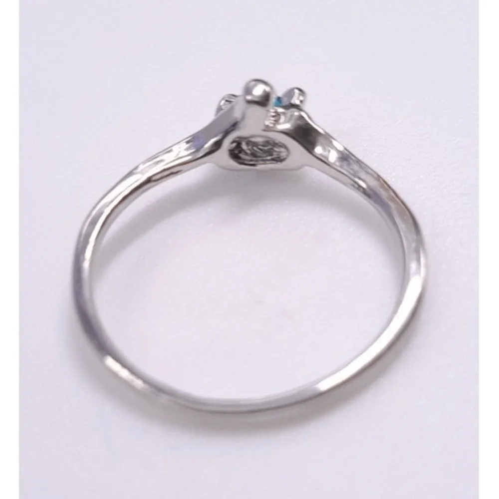 New SilverTone Solitaire Ring Size 5.5 Clear CZ Rainbow Sparkle Engagement